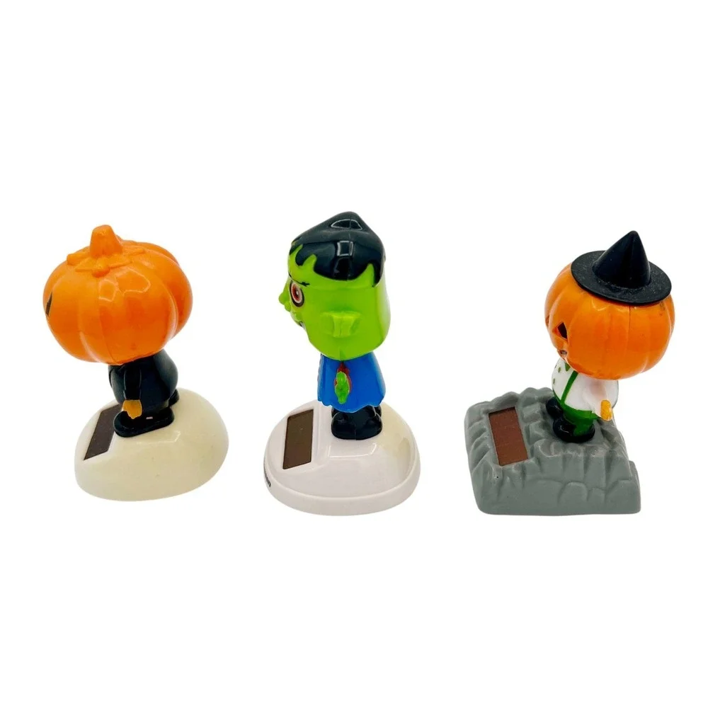 Halloween Lot Of 3 Solar Wigglers Dancing Pumpkin, Frankenstein, Jack O‎ Lantern
